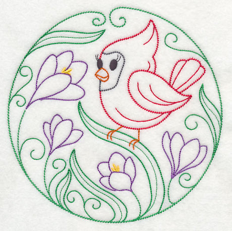 Cardinal and Crocuses (Vintage)