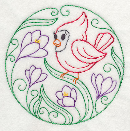 Cardinal and Crocuses (Vintage)