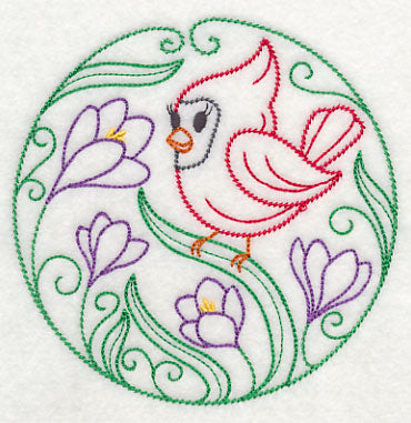Cardinal and Crocuses (Vintage)