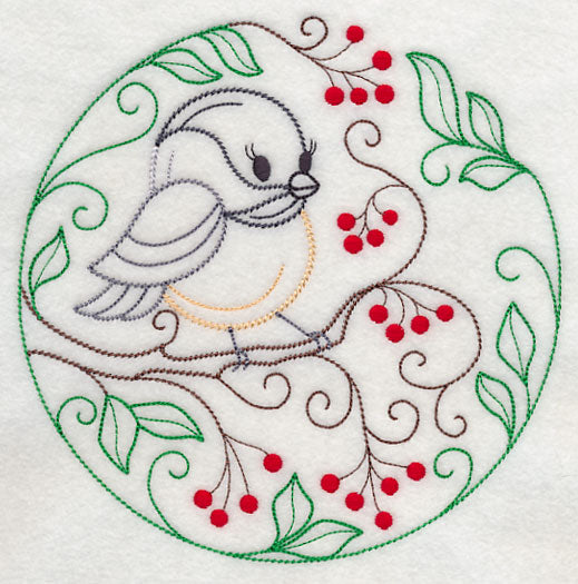 Chickadee and Red Berries (Vintage)