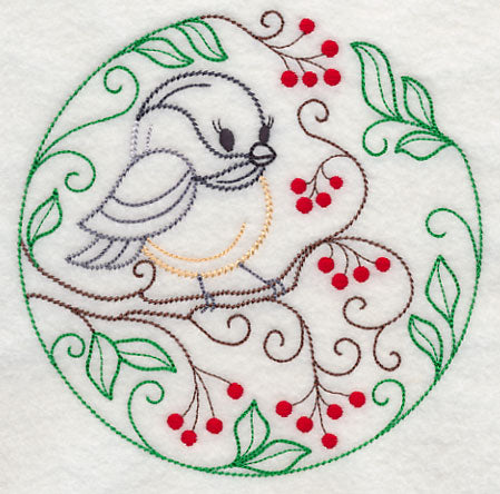 Chickadee and Red Berries (Vintage)