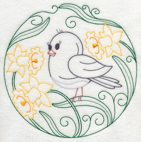 Junco and Daffodils (Vintage)
