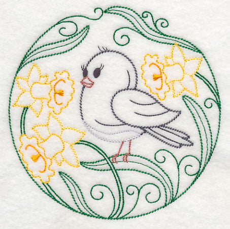 Junco and Daffodils (Vintage)