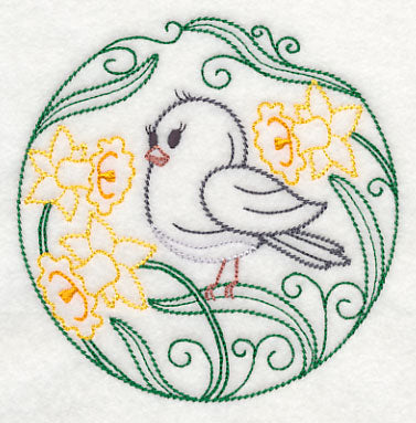 Junco and Daffodils (Vintage)