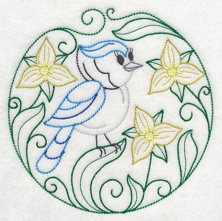 Blue Jay and Yellow Trillium (Vintage)