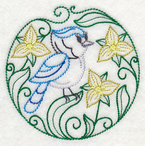 Blue Jay and Yellow Trillium (Vintage)