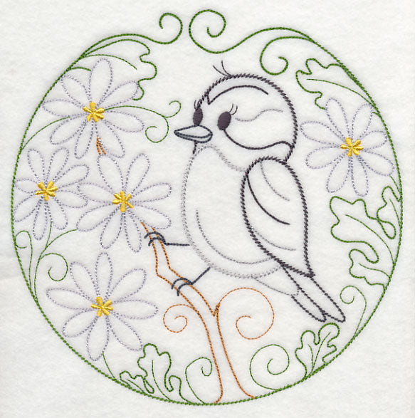 Downy Woodpecker and Bloodroot (Vintage)