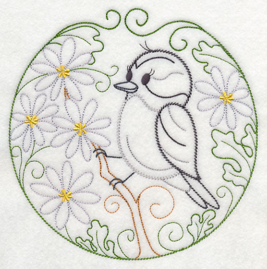 Downy Woodpecker and Bloodroot (Vintage)