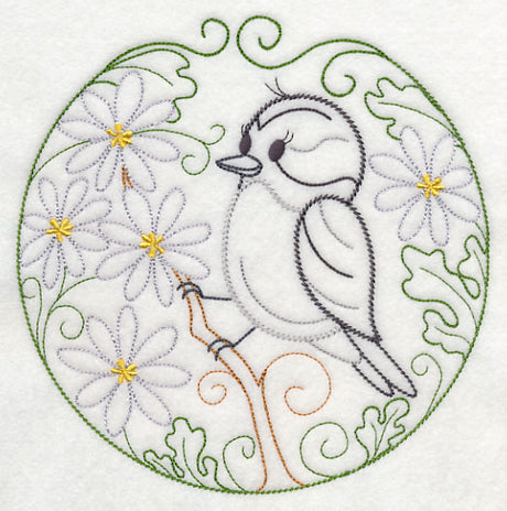 Downy Woodpecker and Bloodroot (Vintage)