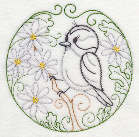 Downy Woodpecker and Bloodroot (Vintage)