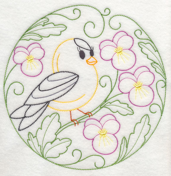 Goldfinch and Pansies (Vintage)