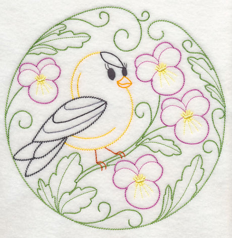 Goldfinch and Pansies (Vintage)