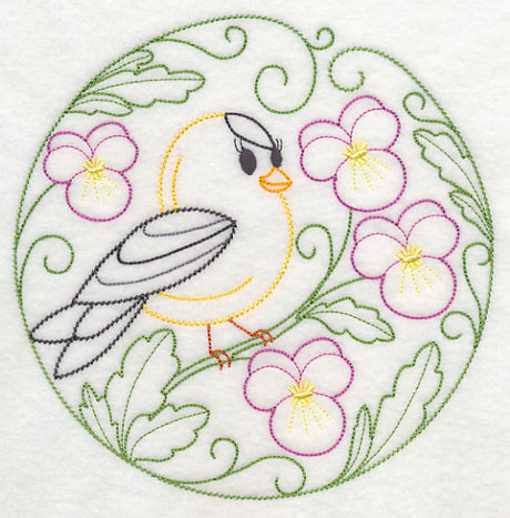 Goldfinch and Pansies (Vintage)