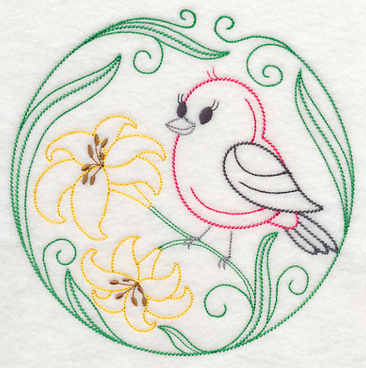 Scarlet Tanager and Daylilies (Vintage)