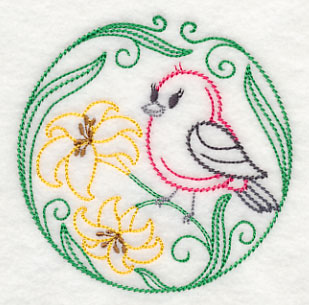 Scarlet Tanager and Daylilies (Vintage)