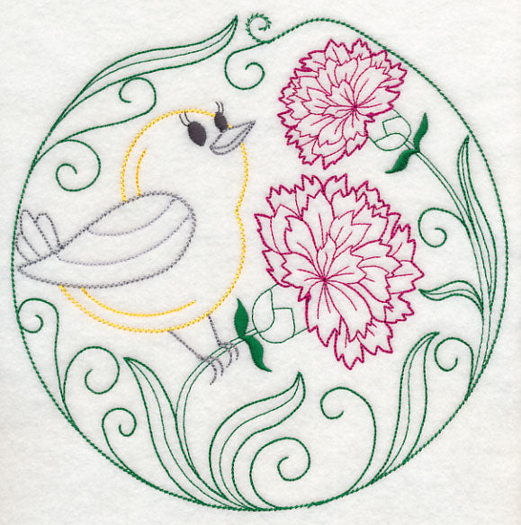 Prothonotary Warbler and Carnations (Vintage)