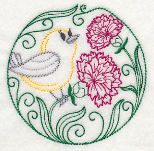 Prothonotary Warbler and Carnations (Vintage)