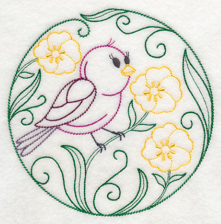 Purple Finch and Buttercups (Vintage)