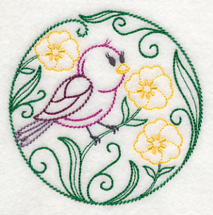 Purple Finch and Buttercups (Vintage)