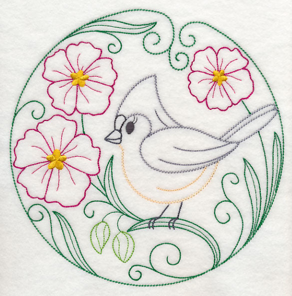 Tufted Titmouse and Rock Rose (Vintage)