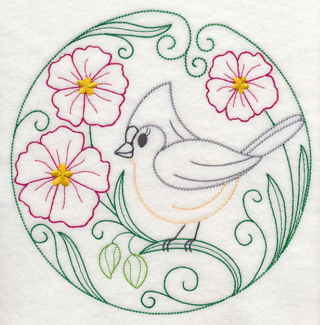 Tufted Titmouse and Rock Rose (Vintage)