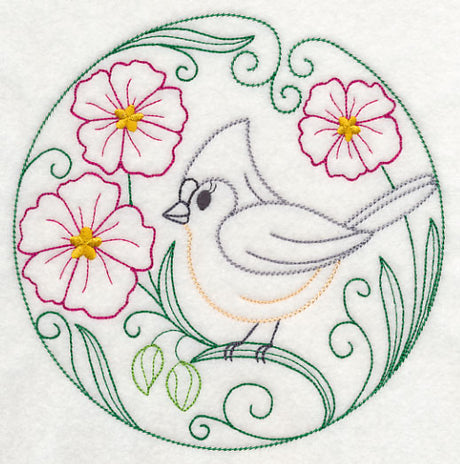 Tufted Titmouse and Rock Rose (Vintage)