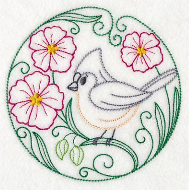 Tufted Titmouse and Rock Rose (Vintage)