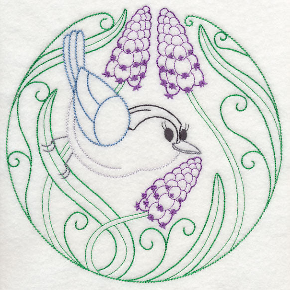 Nuthatch and Grape Hyacinth (Vintage)