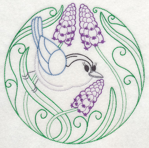 Nuthatch and Grape Hyacinth (Vintage)