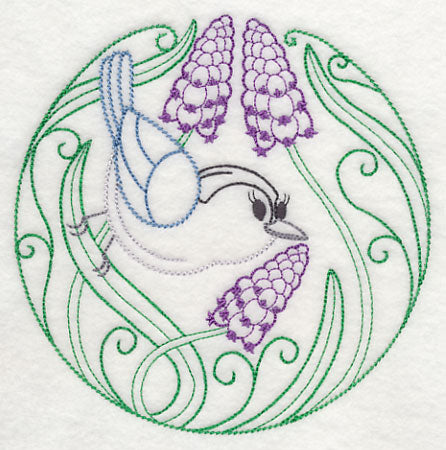 Nuthatch and Grape Hyacinth (Vintage)