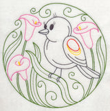 Red-winged Blackbird and Calla Lilies (Vintage)