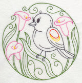 Red-winged Blackbird and Calla Lilies (Vintage)