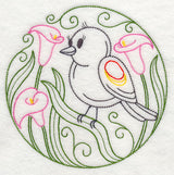 Red-winged Blackbird and Calla Lilies (Vintage)