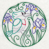 Green Kingfisher and Harmony Irises (Vintage)