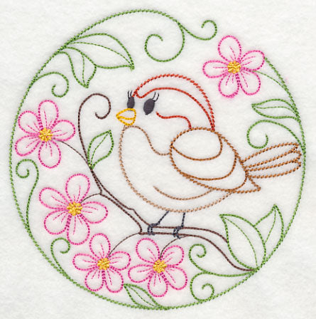 American Tree Sparrow and Apple Blossoms (Vintage)