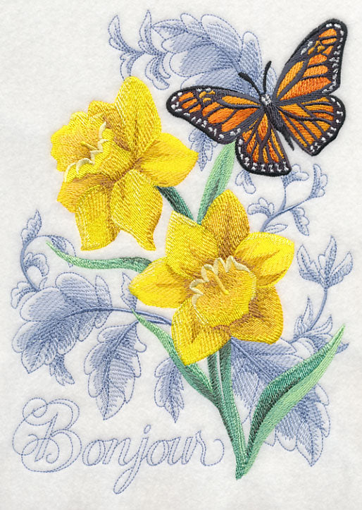 Monarch Butterfly and Daffodils