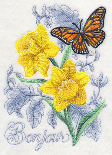 Monarch Butterfly and Daffodils