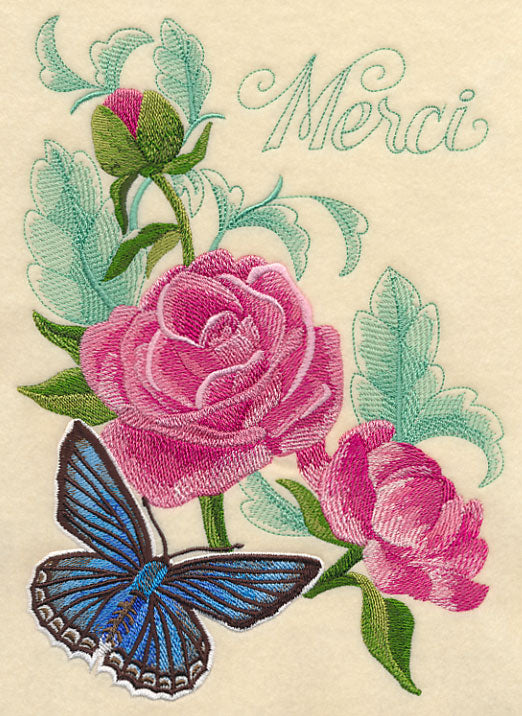 Meleager's Blue Butterfly and Peonies