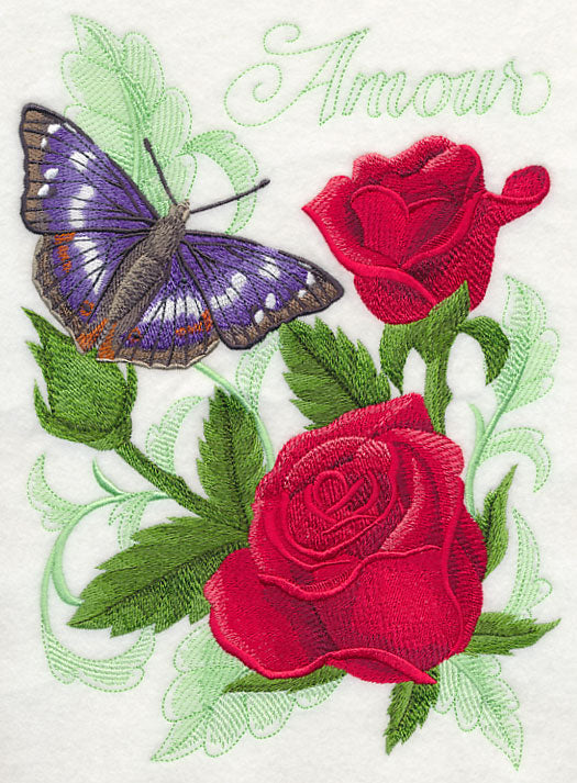 Purple Emperor Butterfly and Roses