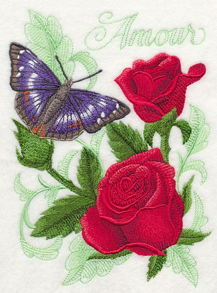 Purple Emperor Butterfly and Roses