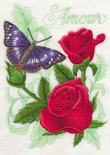 Purple Emperor Butterfly and Roses