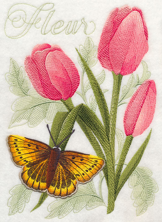 Large Copper Butterfly and Tulips