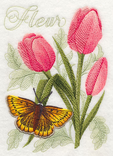 Large Copper Butterfly and Tulips