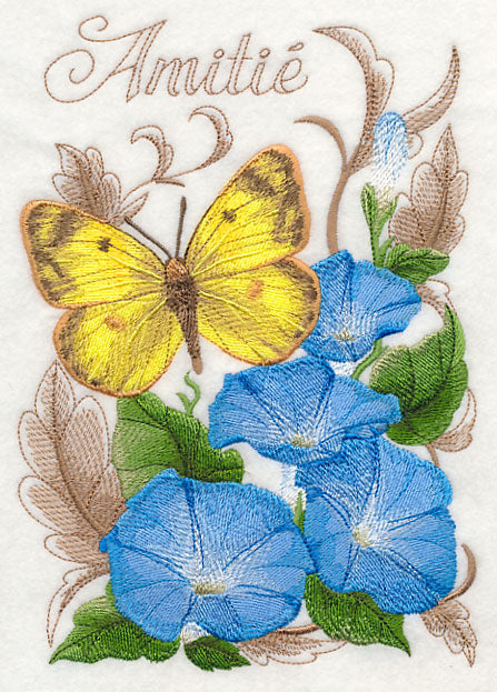 Clouded Yellow Butterfly and Morning Glories
