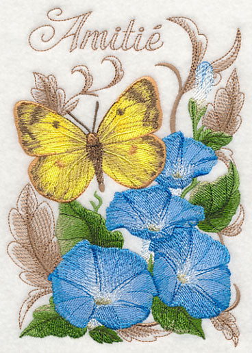 Clouded Yellow Butterfly and Morning Glories