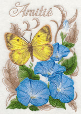 Clouded Yellow Butterfly and Morning Glories