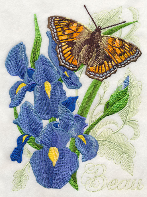 Small Tortoiseshell Butterfly and Irises