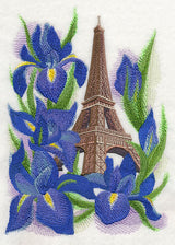 Eiffel Tower and Irises in Watercolor
