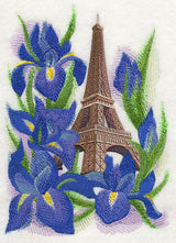 Eiffel Tower and Irises in Watercolor