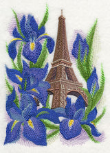 Eiffel Tower and Irises in Watercolor